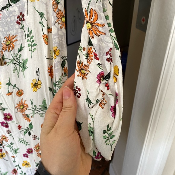 AFRM White Floral Long Sleeve Midi Dress sz XS - Picture 10 of 16